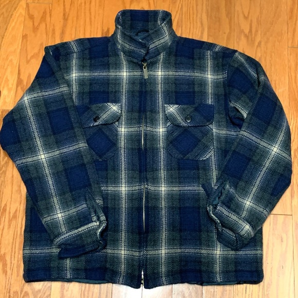 Men's XL Thinsulate Lined Wool Blend PENDLETON Blue Grey Shadow Plaid Jacket - Picture 13 of 16